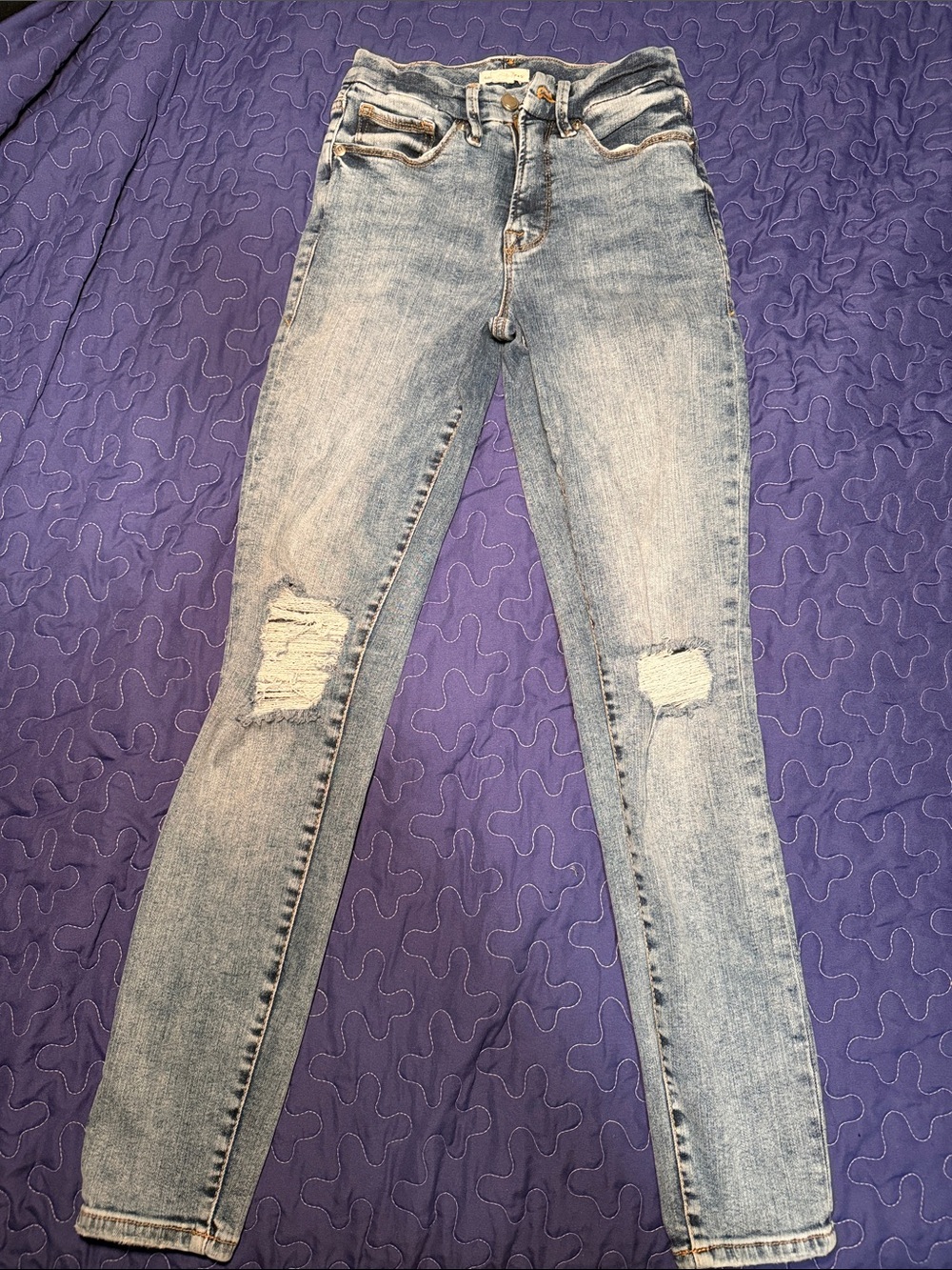 Good American Light Wash Distressed Good Legs Skinny Jeans